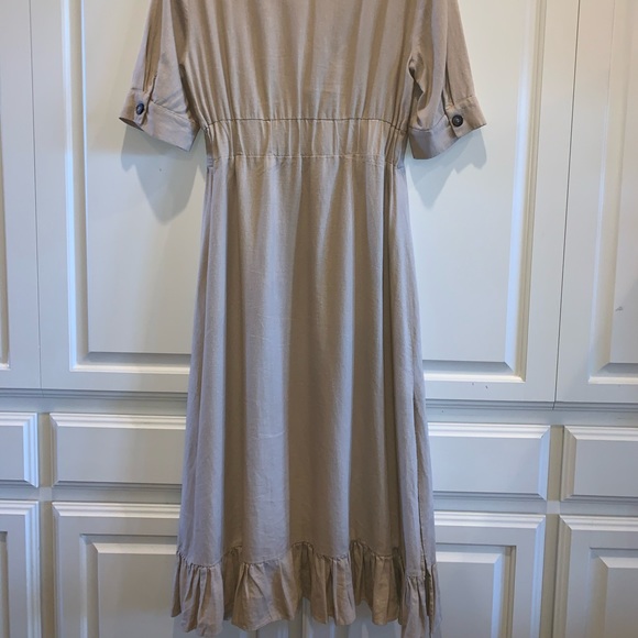 Tan Linen Maxi Dress - Zara - Picture 8 of 9